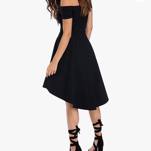 Off The Shoulder Short Sleeve High Low Cocktail Dress - Picture 2 of 5